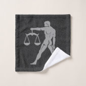 Zodiab Black and Grey Man Scale Star Sign Libra Bad Handdoek (Wasdoekje)