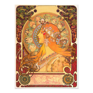 Zodiac, 1896 door Alphonse Mucha Foto Afdruk