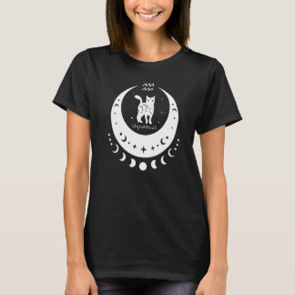 Zodiac Aquarius Horoscope Astrology Cat Crescent M T-shirt