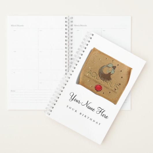 Zodiac - Aquarius - Personalized Day Planner (Devant avec enveloppe)