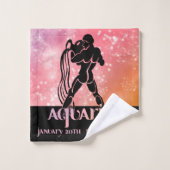 Zodiac : Aquarius Pink & Peach Space Design (Gant de toilette)