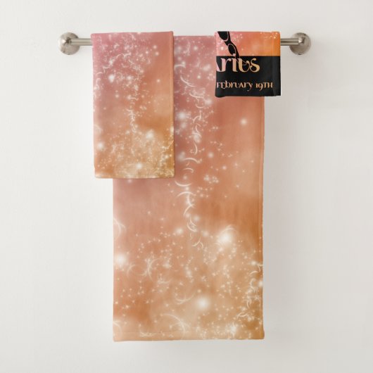Zodiac: Aquarius Pink & Peach Space Design Bad Handdoek (Insitu)