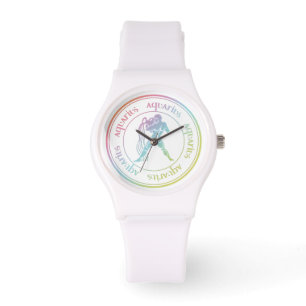 Zodiac: Aquarius  regenboogkleurzegel Horloge