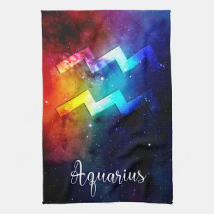 Zodiac: Aquarius Space Rainbow Theedoek
