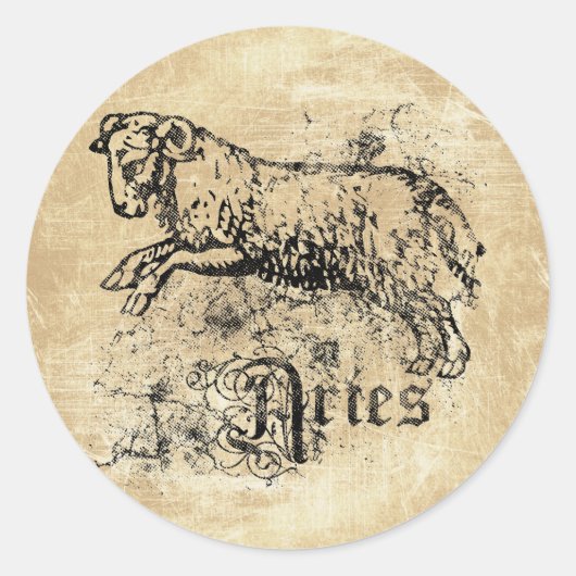Zodiac Aries Ronde Sticker (Voorkant)
