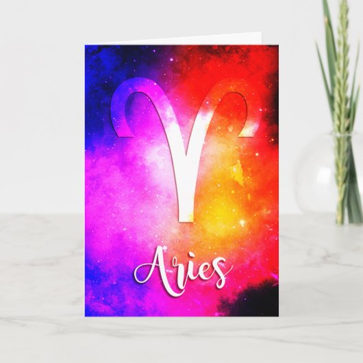 Zodiac : Aries Sneeuwbal Verjaardagskaart Kaart (Voorkant)