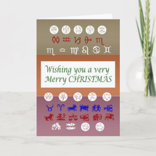 Zodiac Astrologie Symbool: Vrolijk Kerstfeest Feestdagen Kaart