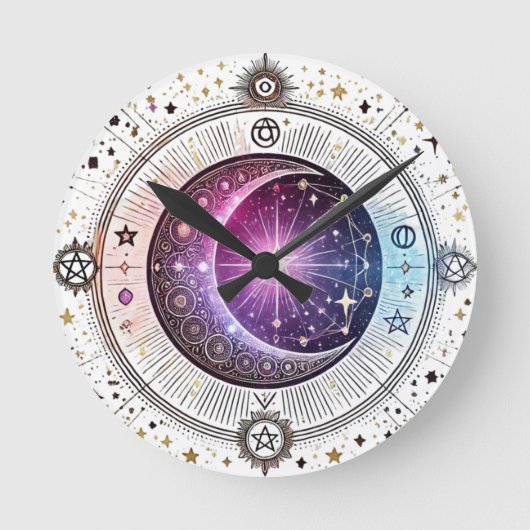 Zodiac astrology moon ronde klok (Voorkant)