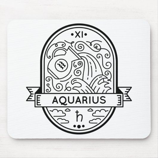 ZODIAC BADGE SYMBOOL AQUARIUS STROOM MUISMAT (Voorkant)