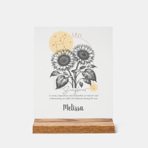 Zodiac Birth Flower Art cadeau Leo personnalisé