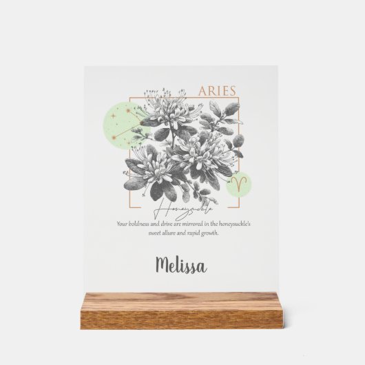 Zodiac Birth Flower Art Personalized Aries Gift Acryl Bord (Voorkant)