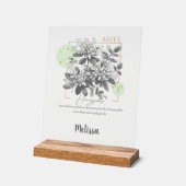 Zodiac Birth Flower Art Personalized Aries Venin (Angle)