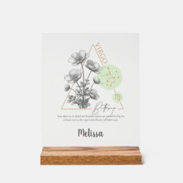 Zodiac Birth Flower Art Personalized Virgo Gift Acryl Bord