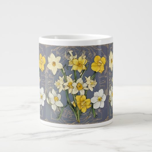 Zodiac Birth Flower Personalized Mug Extra Grote Beker (Voorkant)