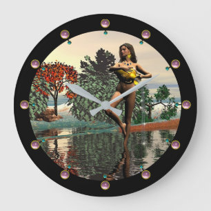 ZODIAC BIRTHDAY SIGNES/AQUARIUS Roze Pareltjes Grote Klok