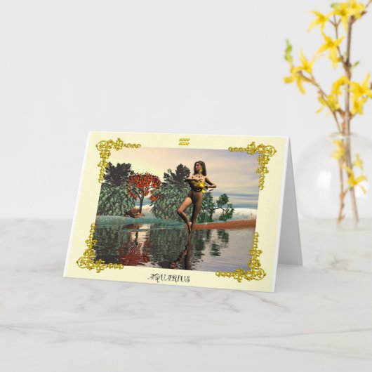 ZODIAC BIRTHDAY SIGNS / AQUARIUS KAART (Gele Bloem)