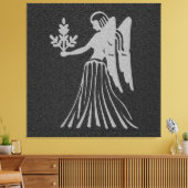 Zodiac Black en Grey Angel Star Sign Virgo Canvas Afdruk (Insitu (Woonkamer))