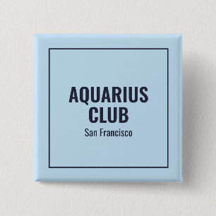 Zodiac blauw eenvoudig modern verjaardag schattig vierkante button 5,1 cm
