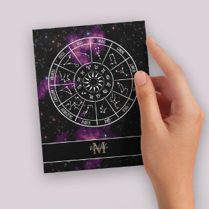 Zodiac Calendar   Astrologische symbolen en monogr Briefkaart