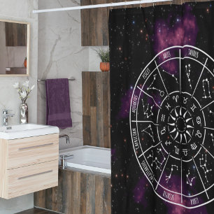 Zodiac Calendrier Douche rideau Symboles d'astro