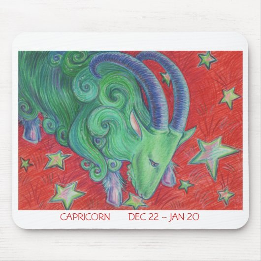 Zodiac Capricorn mousepad witte grens Muismat (Voorkant)