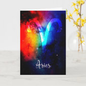Zodiac : Carte Anniversaire Arc-en-ciel Aries (Fleur jaune)