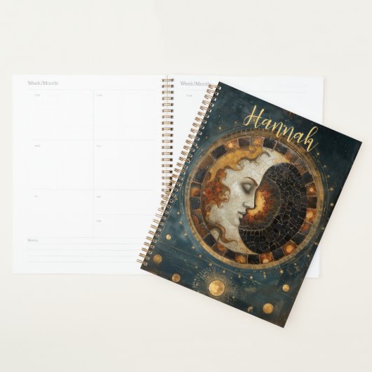  Zodiac Celestial Crescent Moon Monogram Planner (Display)
