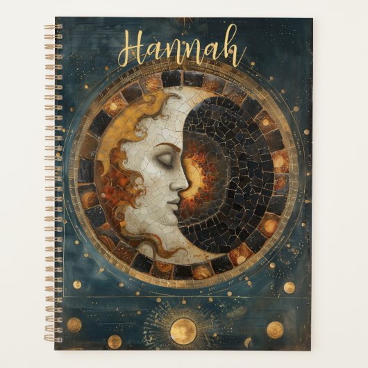 Zodiac Celestial Crescent Moon Monogram Planner (Voorkant)