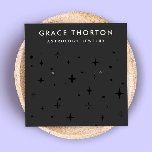 Zodiac Celestial Star Black Earring Vierkante Visitekaartje