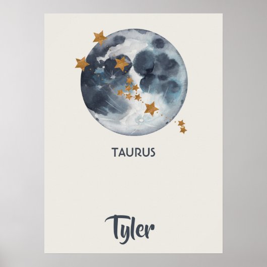 Zodiac Celestial Taurus Nursery Wall Art Poster (Voorkant)