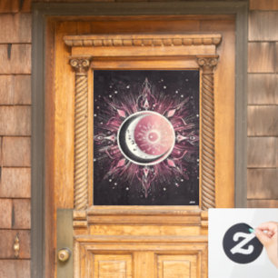 Zodiac Celestial Zon Maan Sterren Roze Zwart Raamsticker