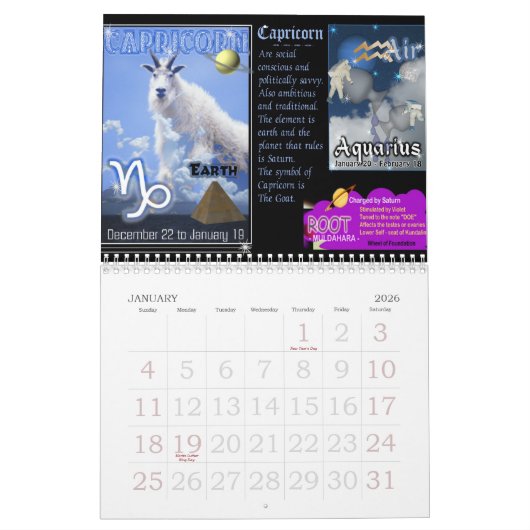 Zodiac & Chakra Calendar Kalender (Jan 2026)