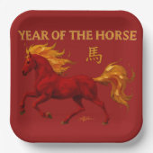 Zodiac Chinese New Year 2026 Yang Fire Horse Papieren Bordje (Voorkant)