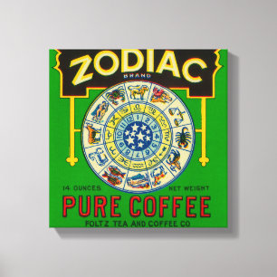 Zodiac Coffee LabelNew Orleans, LA Canvas Afdruk
