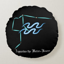 Zodiac Constellation Aquarius Round Pillow