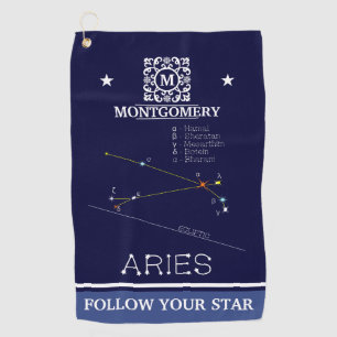 Zodiac Constellation Aries Golfhanddoek