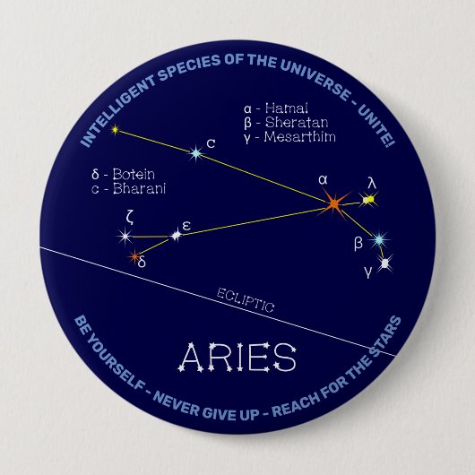 Zodiac Constellation Aries Ronde Button 4,0 Cm (Voorkant)