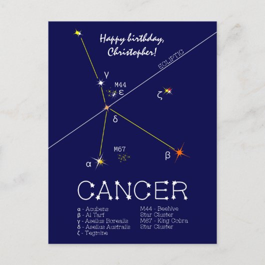 Zodiac Constellation Cancer Briefkaart (Voorkant)