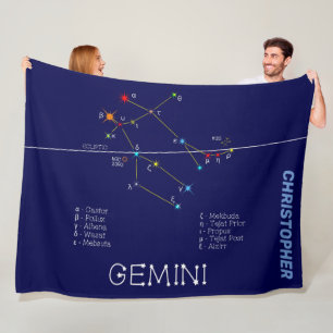Zodiac Constellation Gemini Fleece Deken