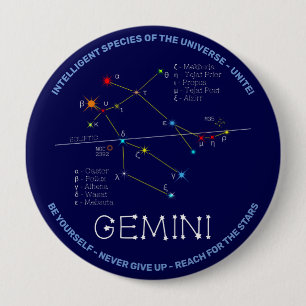 Zodiac Constellation Gemini Ronde Button 4,0 Cm