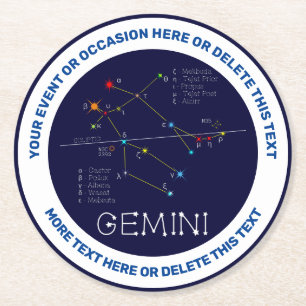 Zodiac Constellation Gemini Ronde Kartonnen Onderzetter