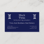 Zodiac Constellation Gemini Visitekaartje (Achterkant)