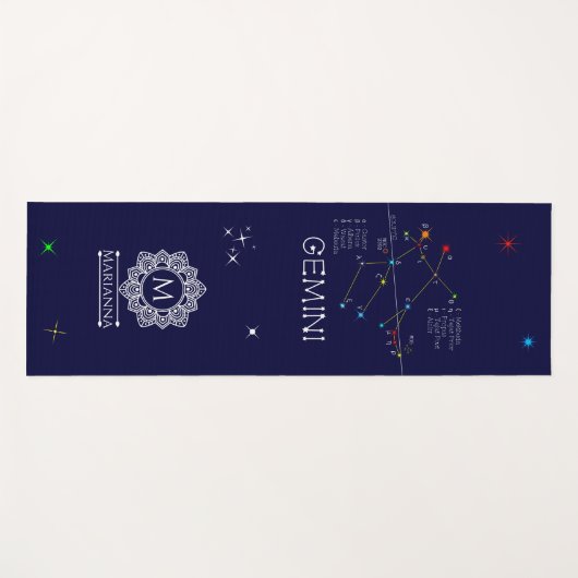 Zodiac Constellation Gemini Yogamat (Voorkant (horizontaal))
