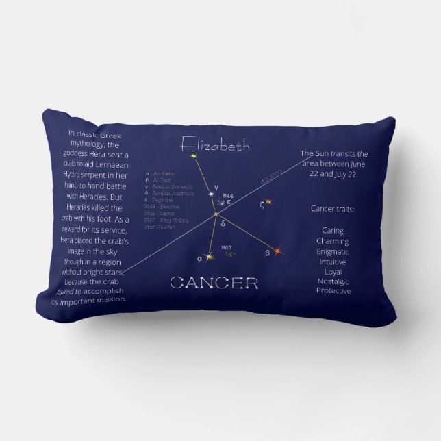 Zodiac Constellation Kanker Grappig Uniek Kussen (Voorkant)
