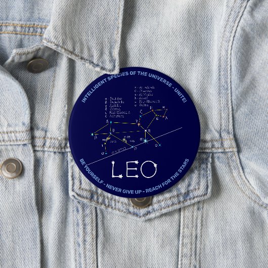 Zodiac Constellation Leo Button (In situ)