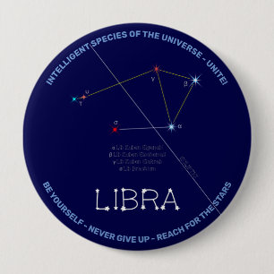 Zodiac Constellation Libra Ronde Button 4,0 Cm