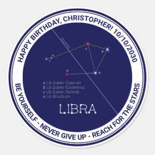 Zodiac Constellation Libra Ronde Sticker
