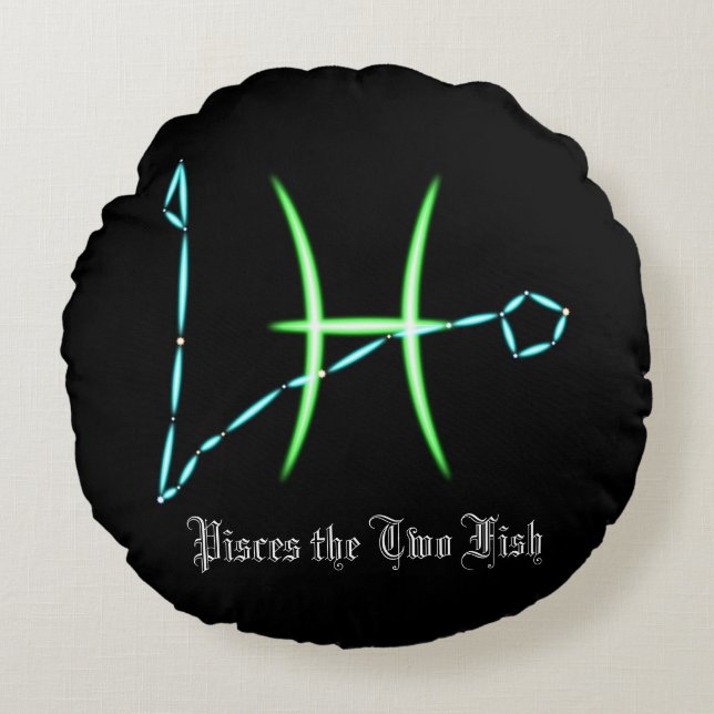 Zodiac Constellation Pisces Round Pillow Rond Kussen (Voorkant)