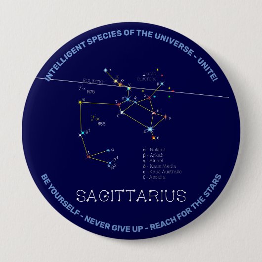 Zodiac Constellation Sagittarius Ronde Button 4,0 Cm (Voorkant)
