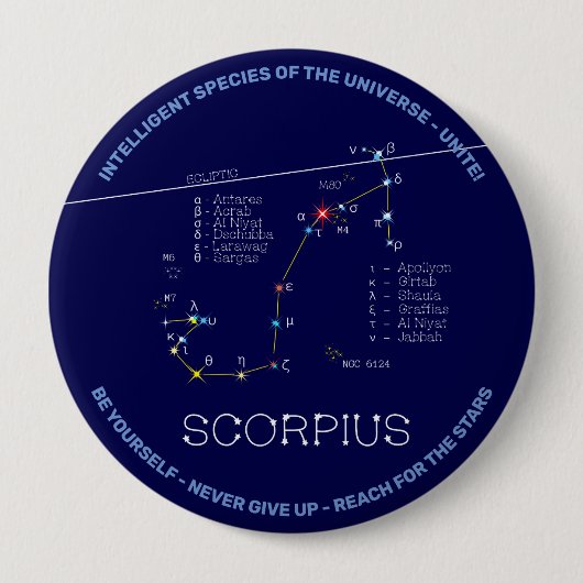 Zodiac Constellation Scorpius Ronde Button 4,0 Cm (Voorkant)